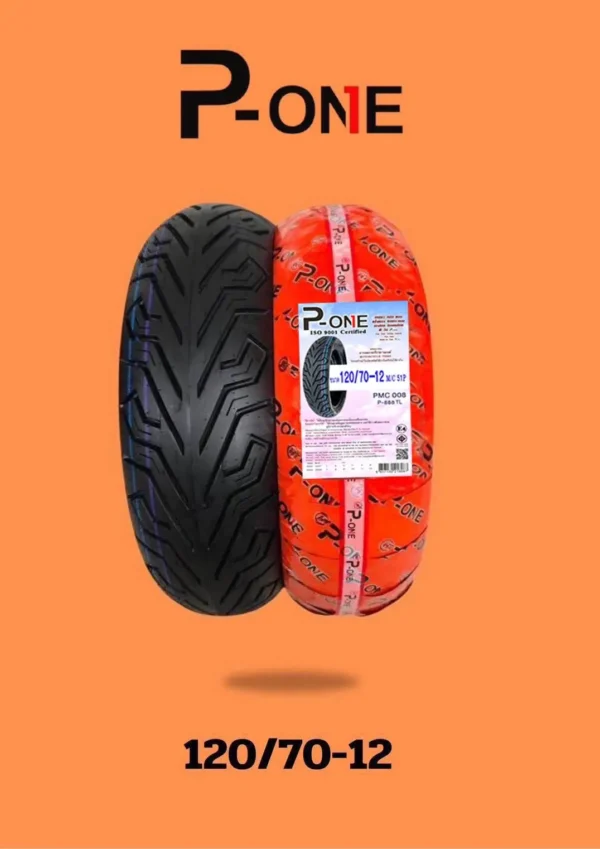 ยางนอกรถจักรยานยนต์แบบไม่ใช้ยางใน Tubeless Tire (TL) ภาพและรหัสดอกยาง ไซร์ P-888 TL/TT ขอบ 120/70-12